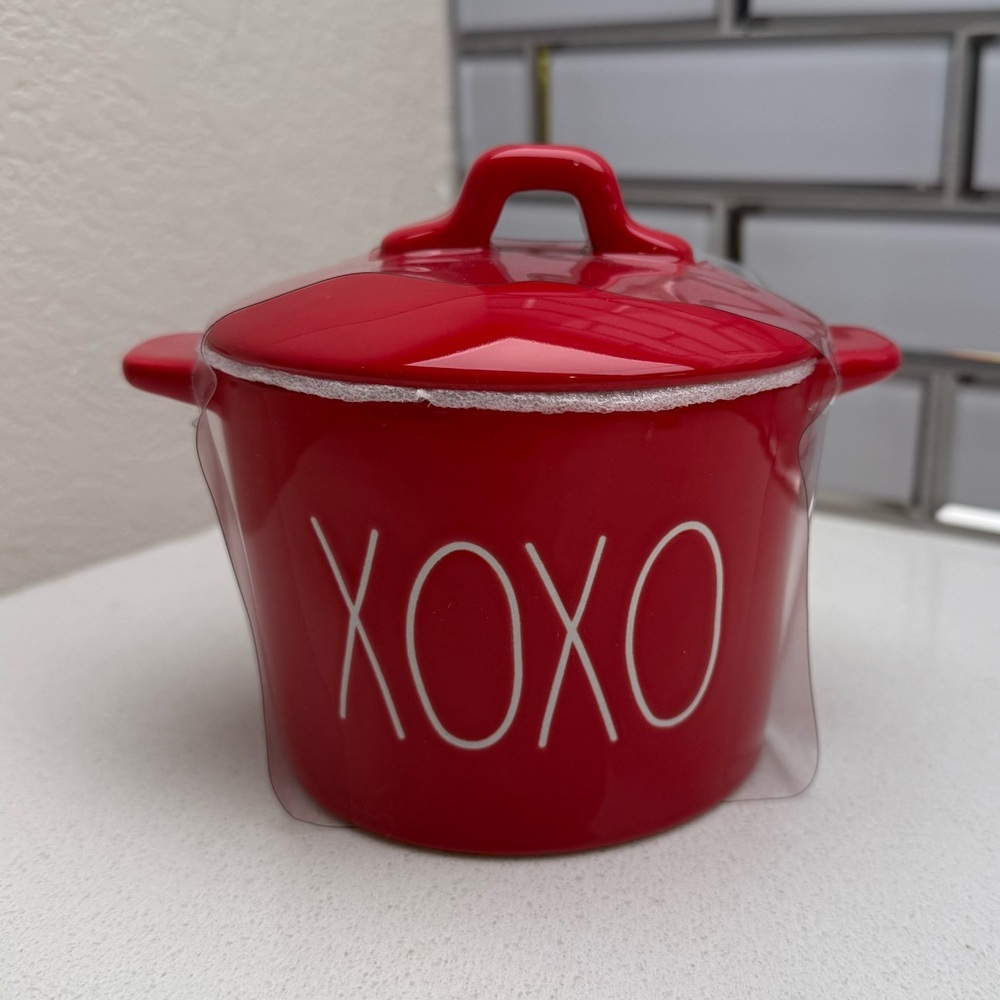 Rae Dunn Red Mini Lidded Pot Glazed Ceramic XOXO Valentine's Day - Picture 2 of 10